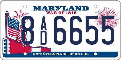 MD license plate 8AD6655