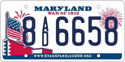 MD license plate 8AD6658