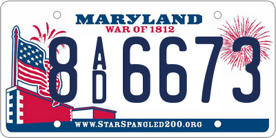 MD license plate 8AD6673