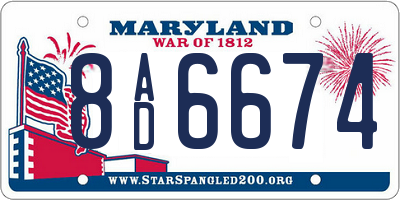 MD license plate 8AD6674