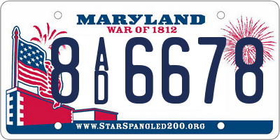 MD license plate 8AD6678