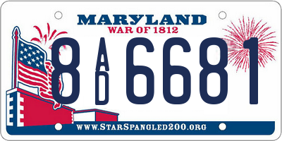 MD license plate 8AD6681