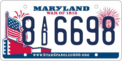 MD license plate 8AD6698