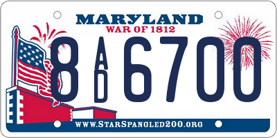 MD license plate 8AD6700