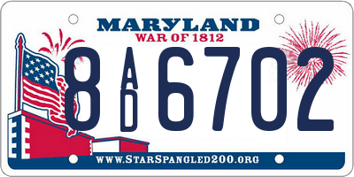 MD license plate 8AD6702
