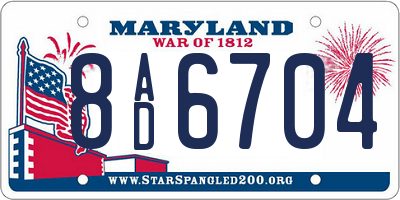 MD license plate 8AD6704