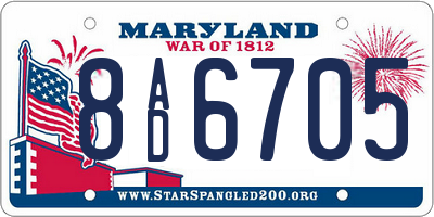 MD license plate 8AD6705