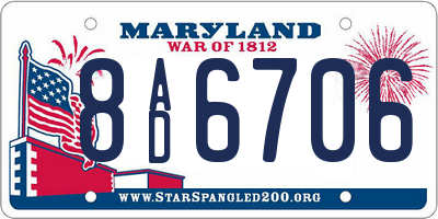 MD license plate 8AD6706