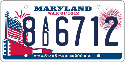 MD license plate 8AD6712