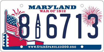 MD license plate 8AD6713
