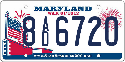 MD license plate 8AD6720