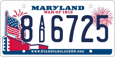 MD license plate 8AD6725