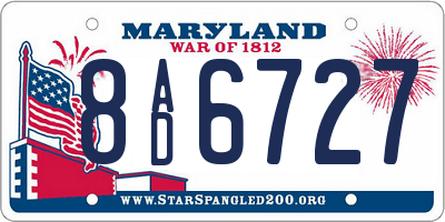 MD license plate 8AD6727