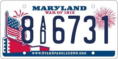 MD license plate 8AD6731