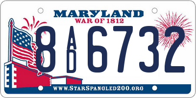 MD license plate 8AD6732