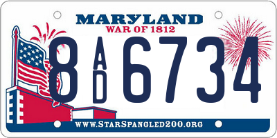 MD license plate 8AD6734