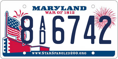 MD license plate 8AD6742