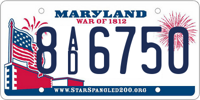 MD license plate 8AD6750