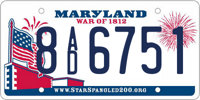 MD license plate 8AD6751