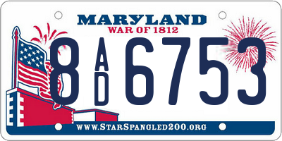 MD license plate 8AD6753