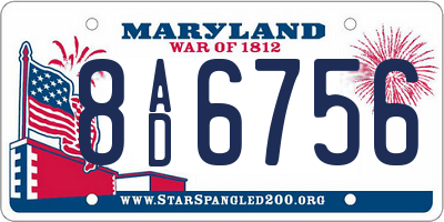 MD license plate 8AD6756