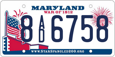 MD license plate 8AD6758