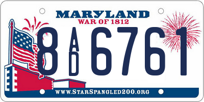 MD license plate 8AD6761