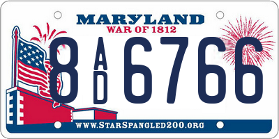 MD license plate 8AD6766