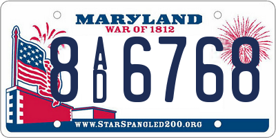 MD license plate 8AD6768