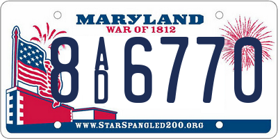 MD license plate 8AD6770