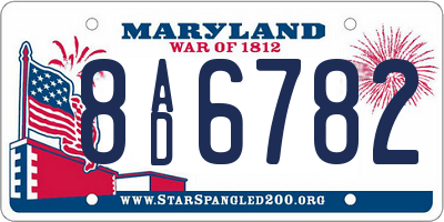 MD license plate 8AD6782
