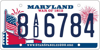 MD license plate 8AD6784
