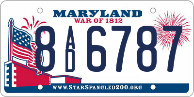 MD license plate 8AD6787
