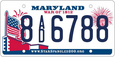 MD license plate 8AD6788