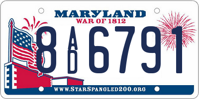 MD license plate 8AD6791