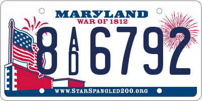 MD license plate 8AD6792