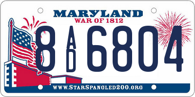 MD license plate 8AD6804