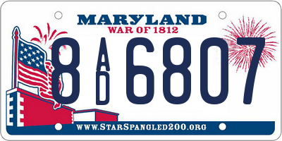 MD license plate 8AD6807