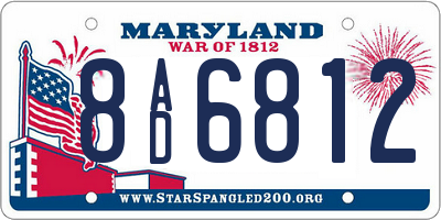 MD license plate 8AD6812