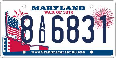 MD license plate 8AD6831