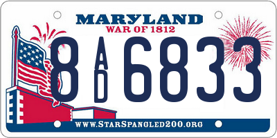 MD license plate 8AD6833