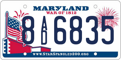 MD license plate 8AD6835