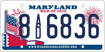 MD license plate 8AD6836