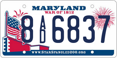 MD license plate 8AD6837