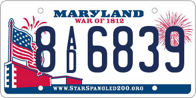MD license plate 8AD6839