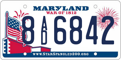 MD license plate 8AD6842