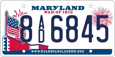 MD license plate 8AD6845