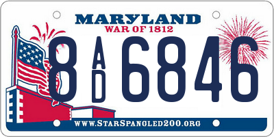 MD license plate 8AD6846