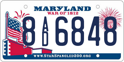 MD license plate 8AD6848