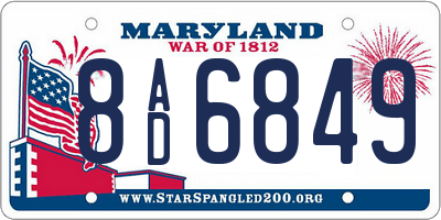 MD license plate 8AD6849
